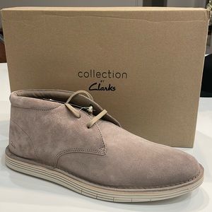 Mens Size US 13. Clarks Collection. Color is Stone Suede. Brand new in box.